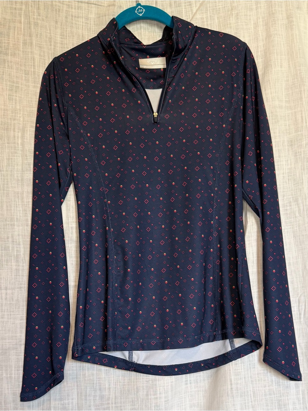 Callaway Women’s Navy Long-Sleeve Quarter-Zip Top with strawberry Print